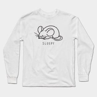 Sleepy Cute Mouse Long Sleeve T-Shirt
